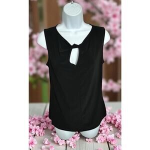 Jones Studio Black Sleeveless Blouse Sz XS Keyhole Neckline Top Layering Office